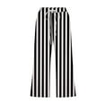 thumbnail image 4 of aidice Summer Pants for Women Capris Casual Loose Lightweight Cropped Striped Drawstring Pants Pockets, 4 of 5