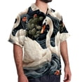 thumbnail image 2 of Swan Men's Short Sleeve Beach Shirts Hawaiian Button Down Casual Summer Printed Unisex Top, 2 of 6