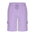 thumbnail image 2 of Fengqque Men's Casual Cargo Pants Shorts Elastic Waist Drawstring Lightweight Outdoor Summer Beach Hiking Shorts Purple XXL(XXL), 2 of 6