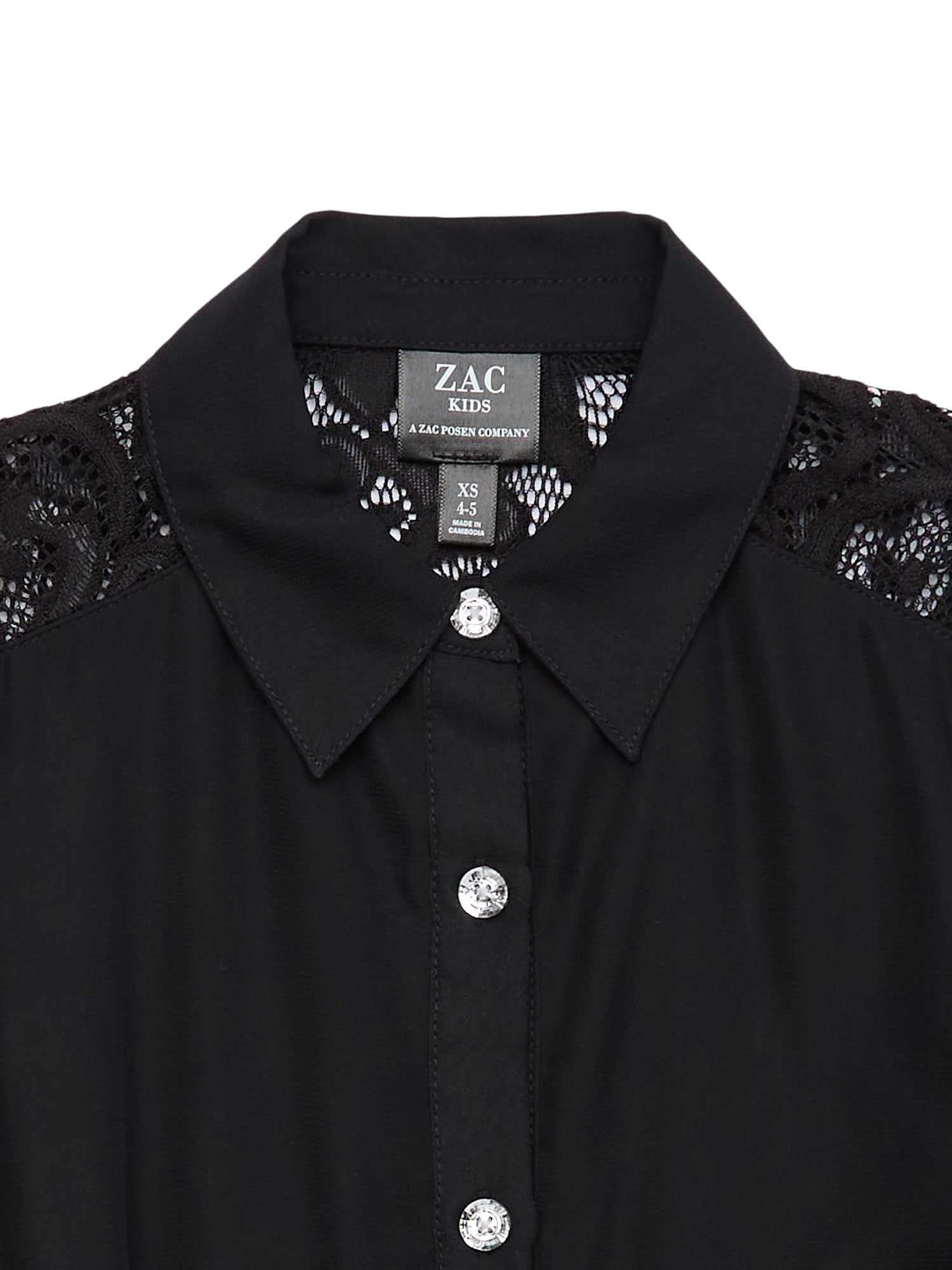 Zac Kids Girls Lace-Sleeve Button-Up Dress, Sizes 4-18