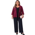 thumbnail image 3 of DARING DIVA Women's Plus Blazer Sleeve Open Front Peplum Work Suit Jacket 4X Burgundy, 3 of 6