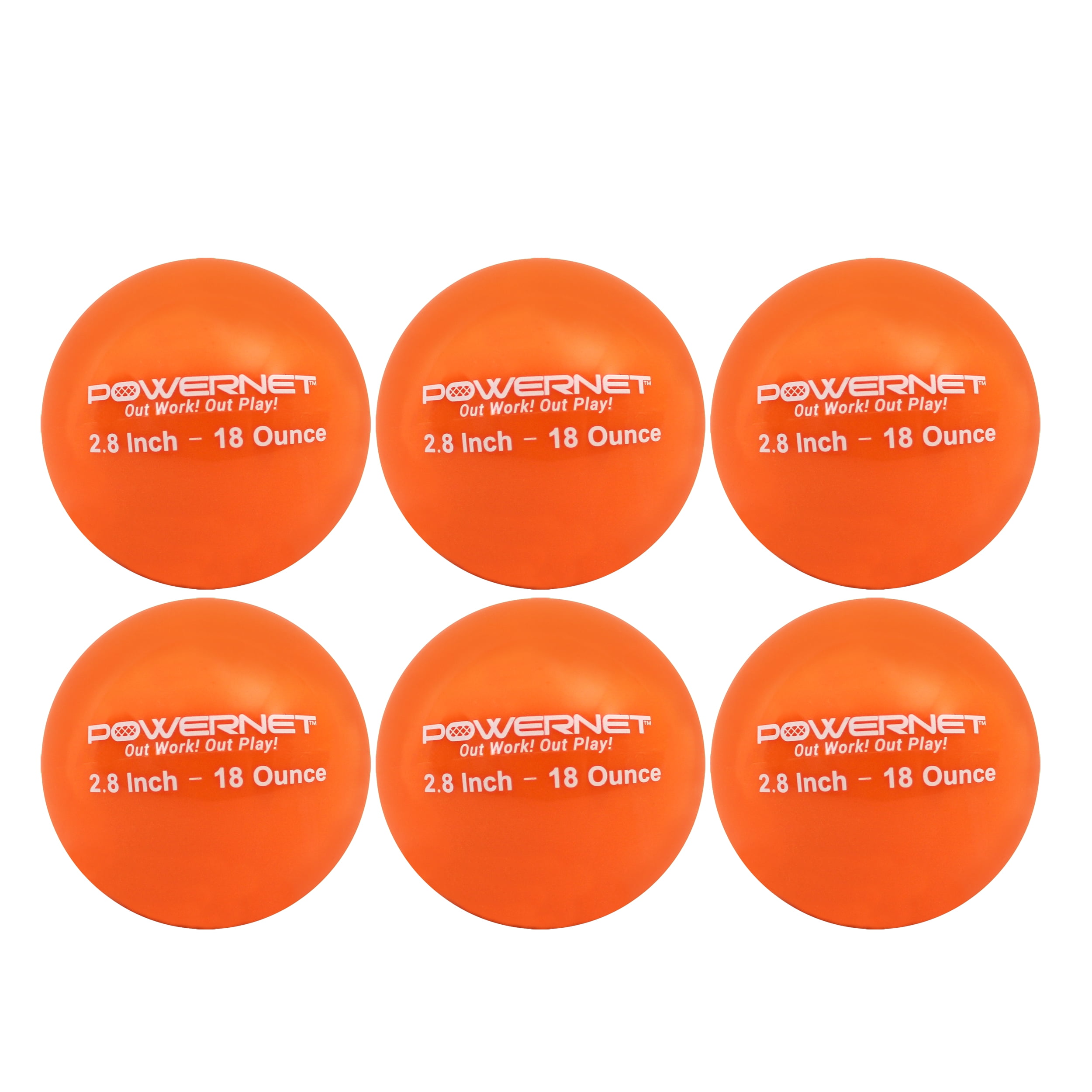 6 pack PowerNet 3.2" Weighted Hitting Batting Training 18 oz Sand Filled Ball 