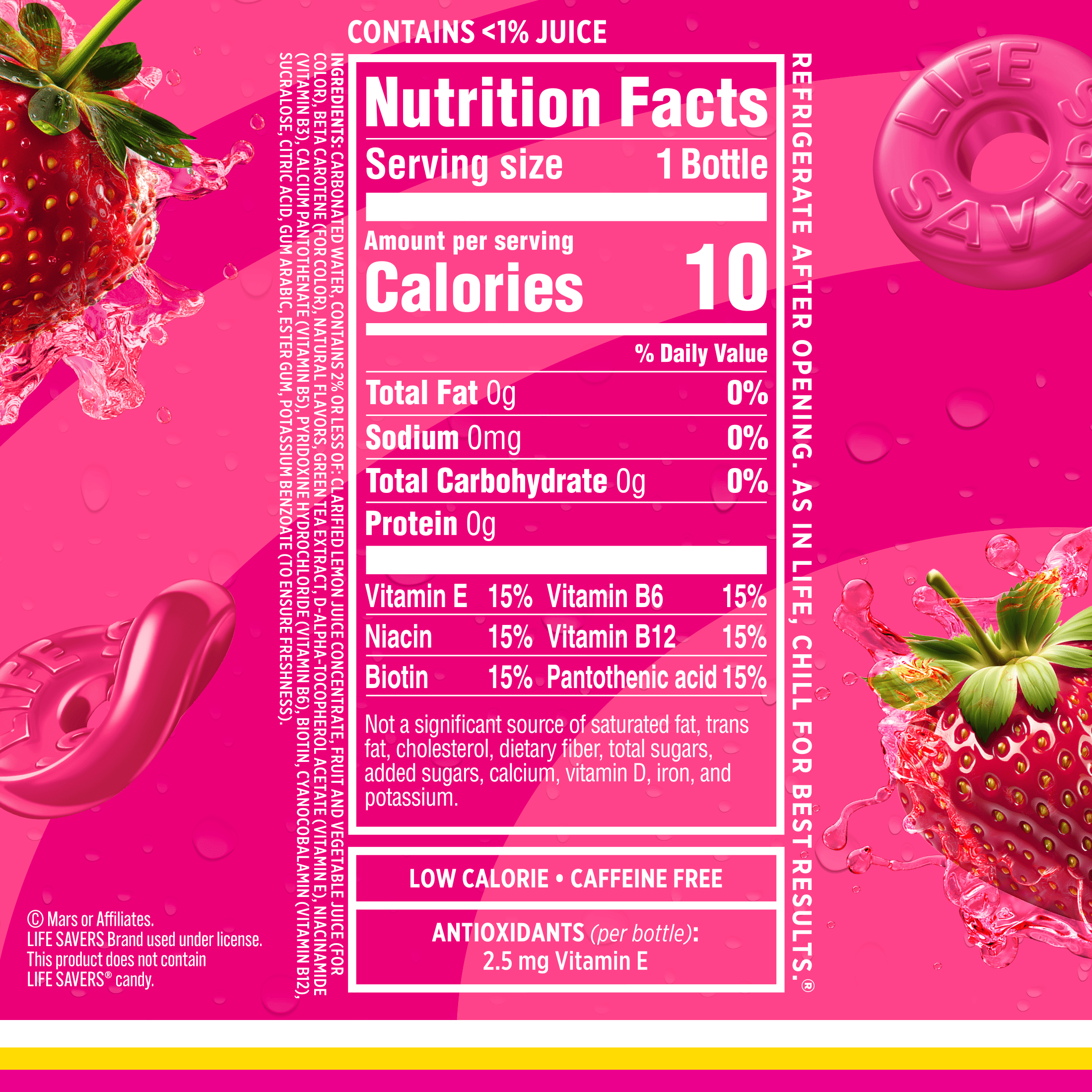 Sparkling Ice® Life Savers Strawberry 17oz bottle *Zero Sugar, Naturally Sourced Colors & Flavors*