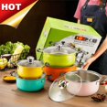 thumbnail image 1 of Bamboohart 10 piece various colors stainless steel cookware set  non stick cookware set  frying pan  flat bottomed pan  stew pot  equipped with lid  multifunctional  stylish and durable, 1 of 6