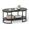 thumbnail image 1 of Costway Table Basse en Marbre Blanc Moderne à 2 Niveaux avec Étagère de Rangement Ouverte Motif Marbre Noir, 1 of 10