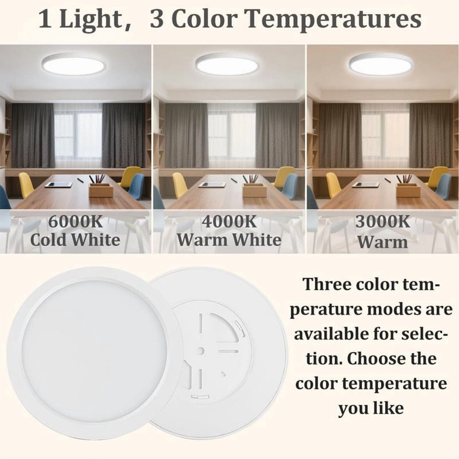Full-spectrum ceiling lamp 30W 3650LM, variable light 3000K-6500K, wide voltage 85-265V, eye-protecting LED panel, suitable for indoor lighting in living rooms and kitchens - 1 package