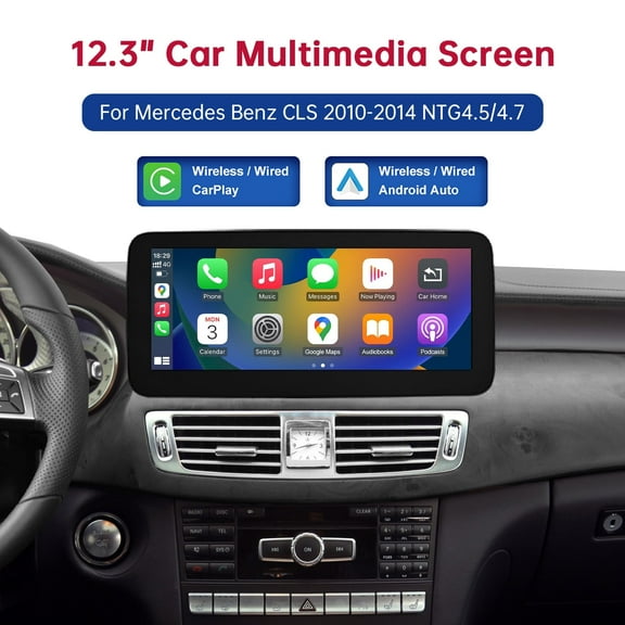 12.3”Car Multimedia Wireless Carplay Screen For for Mercedes Benz CLS 2010-2014 NTG 4.5/4.7 System