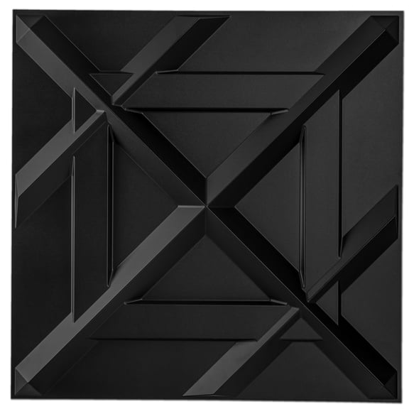 Art3d 19.7 in x 19.7 in Black 3D Pvc Wall Panels, Decorative Wall Tile (32 sq. ft./Box)