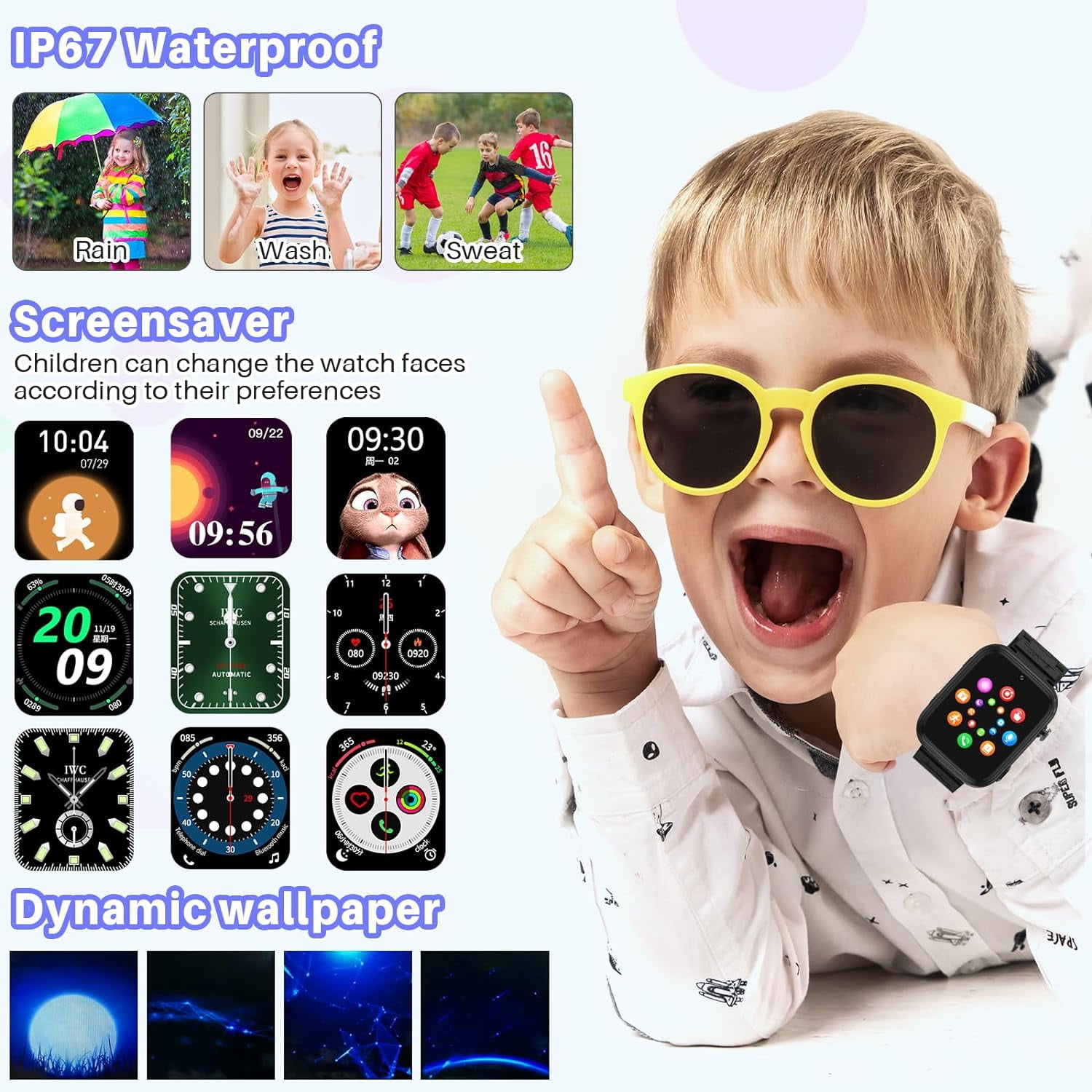 SHANNA 4G Kids Smartwatch (GPS) 1.83 inch Black Case with Sports Band