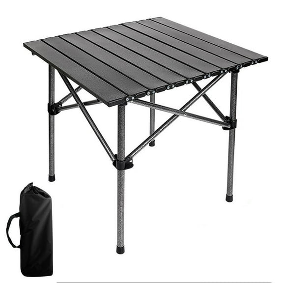 BTideas Portable Camping Table Foldable,Collapsible Square Outdoor Table with Carry Bag,Roll Up Top