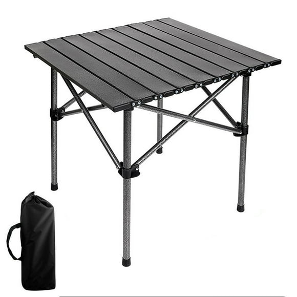 BTideas Camping Mesa Portátil Plegable, Mesa Cuadrada Plegable para Exteriores con Bolsa de Transporte, Enrollable