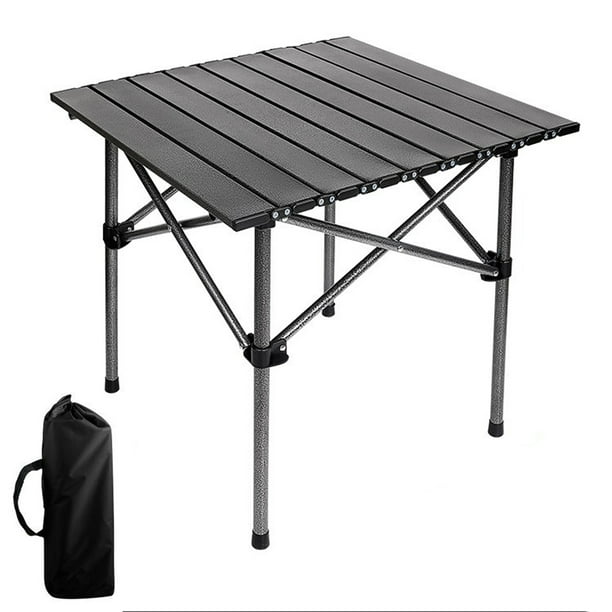 BTideas Camping Mesa Portátil Plegable, Mesa Cuadrada Plegable para Exteriores con Bolsa de Transporte, Enrollable