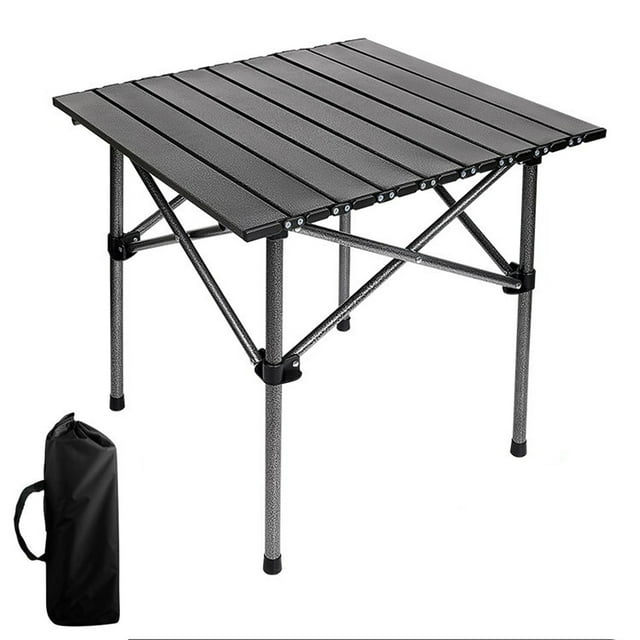 BTideas Camping Mesa Portátil Plegable, Mesa Cuadrada Plegable para Exteriores con Bolsa de Transporte, Enrollable
