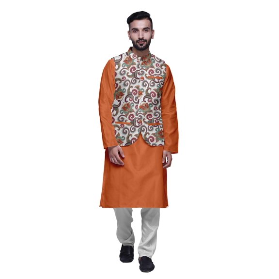 Atasi Indian Traditional Kurta Churidar Pajama Set With Nehru Jacket For Men