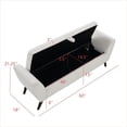 thumbnail image 5 of Teddy Upholstery 60-Inch 2-Seat Storage Bench, Mid-Century Modern Beige-Toned with Wood Legs, 5 of 10