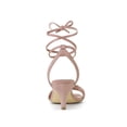 thumbnail image 2 of BLISSFUL STEP Women's Shoes Lace-Up Kitten Heel Open Toe Slingback Sandals Light Pink 6, 2 of 7