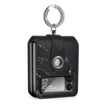 thumbnail image 1 of SaniMore for Samsung Galaxy Z Flip 4 6.7" 2022 Folding Case, PU Leather Marble Pattern Rugged PC Back Lens Glass Protector Anti-slip Strip Metal Ring/Holder Anti-drop Shockproof Case, Black, 1 of 11