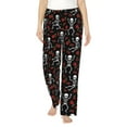 thumbnail image 2 of Kdxio Women's Comfy Stretch Skeleton with RosesPrint Drawstring Pajama Pants-Small, 2 of 9