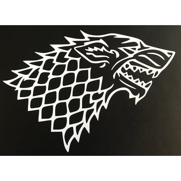 Stark Wolf Game Of Thrones Inspired Decal Sticker | 7-Inches By 4.8-Inches | White Vinyl