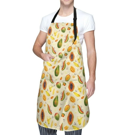 

Kdxio Tropical Fruits Apron with Pockets Adjustable Kitchen Aprons for Men Women Waterproof Aprons for Cooking Drawing Crafting Baking Household Cleaning