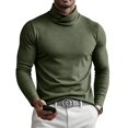 thumbnail image 2 of Vxararl Soft Stretch Cotton Blend Turtleneck Men Fall and Winter Fashion Warm Sweater Basic Slim Fit Pullover Sweater Tees Solid Long Sleeve Shirts Turtleneck Sweater Green XL, 2 of 4