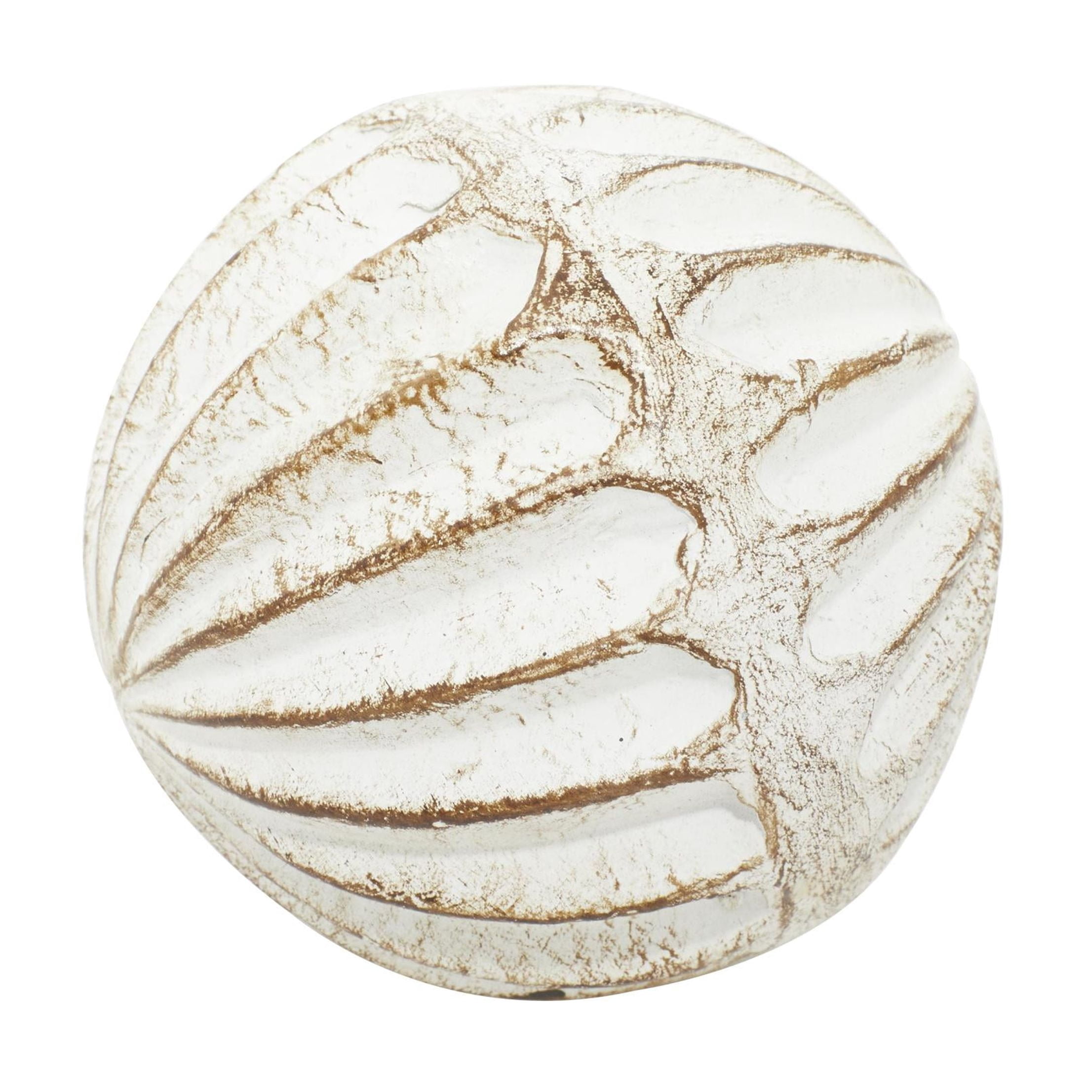 DecMode White 4" Handmade Carved Ceramic Orbs & Vase Filler with Varying Patterns (4 Count)