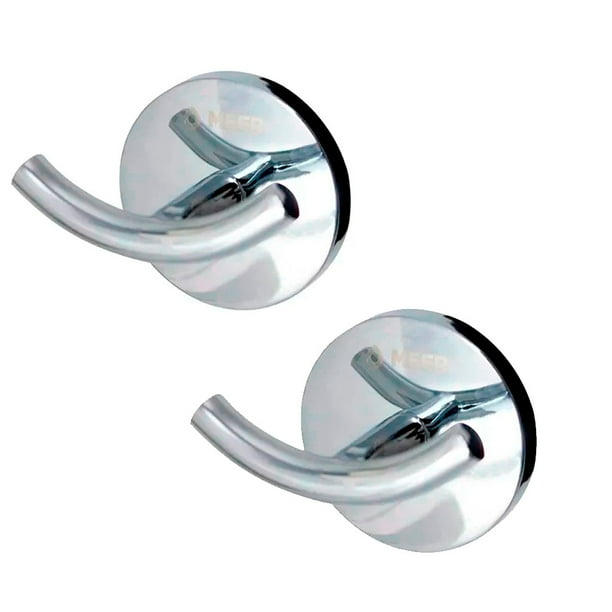 Kit De 2 Ganchos Para Toalla Toallero Para Pared Color Cromo Accesorio Para Baño Meer TM-009