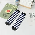 thumbnail image 7 of Pofeuu Navy Blue And White Stripes Print 30cm Socks, Adult Running Hiking Socks for Youth and Adult, 7 of 7