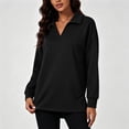 thumbnail image 6 of Zysthvn Warm Sweatshirt Women Winter Pullover Casual Sweatshirts for Women Loose Fit V Neck Solid Long Sleeve Tops, 6 of 10