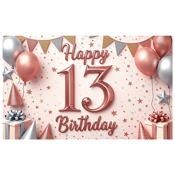 Rose Gold Theme Happy Birthday Banner Balloon Decoration for Teen Party Indoor Celebration Event Decoration
