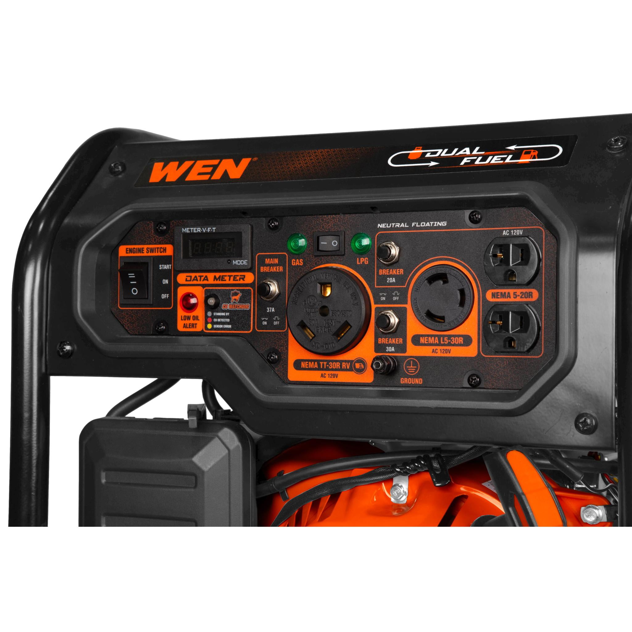 WEN 5,600-Watt Dual Fuel Portable Generator with Wheel Kit, Electric Start, and CO Watchdog (DF5600X)