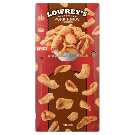 Lowrey's Microwave Pork Rinds, Hot and Spicy, 1.75 OZ, 18 Count