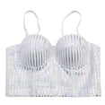 thumbnail image 6 of BUIGTTKLOP Sequin Corset Tops for Women with Built in Bra Lace Mesh Bustier Crop Top Sparkly Glitter Tube Party Tops, 6 of 6