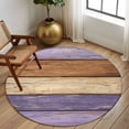 thumbnail image 3 of Farmhouse Purple Brown Round Rug 7ft Washable Circle Rugs Non Slip Vintage Wooden Striped Large Area Rug Indoor Floor Carpet for Bedroom Kitchen Living Room Home Office Dining Room Nursery, 3 of 8
