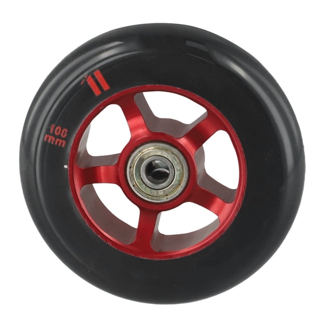Splihome Roues de Trottinette Pro 100 mm avec Roulements Moyeu de Roue en Alliage d'Aluminium Haute Élasticité Rouge et Noir