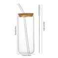 thumbnail image 3 of PuSpu 16oz Cola Cup Wooden Lid Borosilicate Glass Straw Mug High Color Transparent Mugs Straw Mug With Lid Coffee Milk Mug Kitchen Utensils, 3 of 6