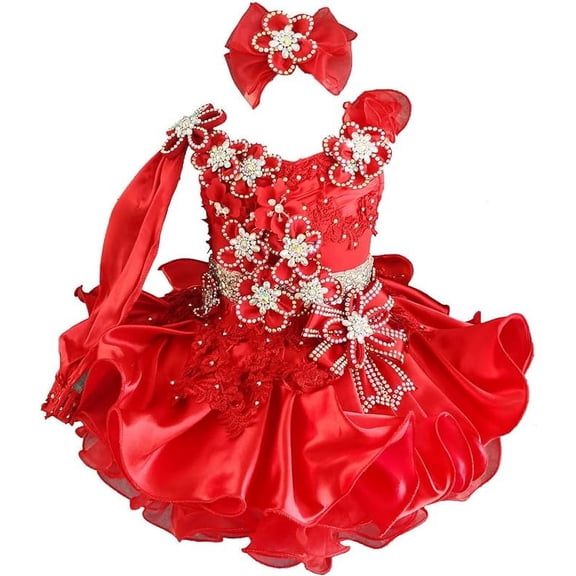 Jenniferwu G535RED Infant Toddler Baby Newborn Little Girl's Pageant Party Birthday Dress red 6-12Months