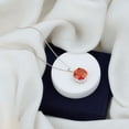 thumbnail image 3 of Rosec Jewels Lab Grown Orange Sapphire Pendant Necklace with Diamond Halo (9 Carat Cushion Cut, AAAA Grade) - with Jewelry Box, 925 Sterling Silver, 3 of 7