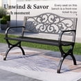 thumbnail image 4 of SUMMIT LIVING 50" Outdoor Garden Bench Chairs, Cast Iron Metal Frame Patio Park Bench, Black, 4 of 10