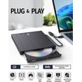thumbnail image 2 of Tigebraver External CD DVD Drive, 8 in 1 USB 3.0 & Type-C Disc Reader Writer Burner, Slim Portable DVD/CD +/-RW Optical Drive for PC Laptop Desktop MacBook Mac Windows Linux, Silver, 2 of 9
