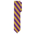 thumbnail image 2 of Jacob Alexander Men's College Stripe Woven 2.75 inch Width Slim Neck Tie - Purple Gold, 2 of 5