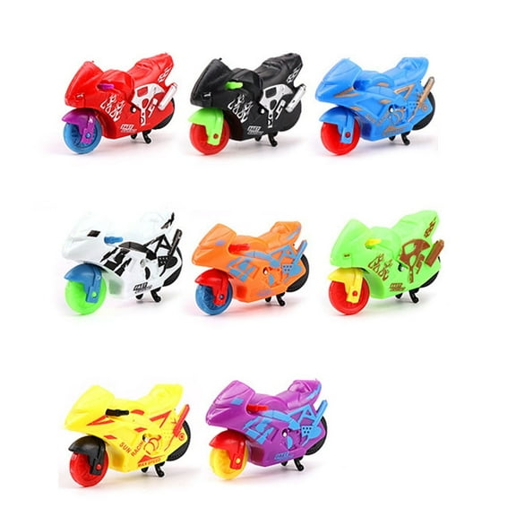 EIMELI Inertia Motorcycle Toys Cartoon Cute Baby Educational Toys Children Birthday Gift, 8 Pack