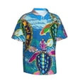 thumbnail image 2 of Uemuo Little Sea Turtles Printed Regular Fit Short Sleeve Casual Hawaiian Shirt for Men,Aloha shirt,Tropical shirt,Floral print shirt,Vacation Beach shirt-3X-Large, 2 of 9