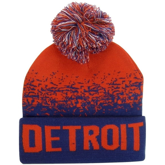 Detroit Men's Digital Fade Soft Fabric Winter Knit Hats (Red/Navy)