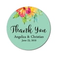 thumbnail image 1 of Darling Souvenir MADE WITH LOVE Round 45 Pcs Floral Thank You Stickers Personalized Bride Groom Names And Date Envelope Seals-Mint, 1 of 3