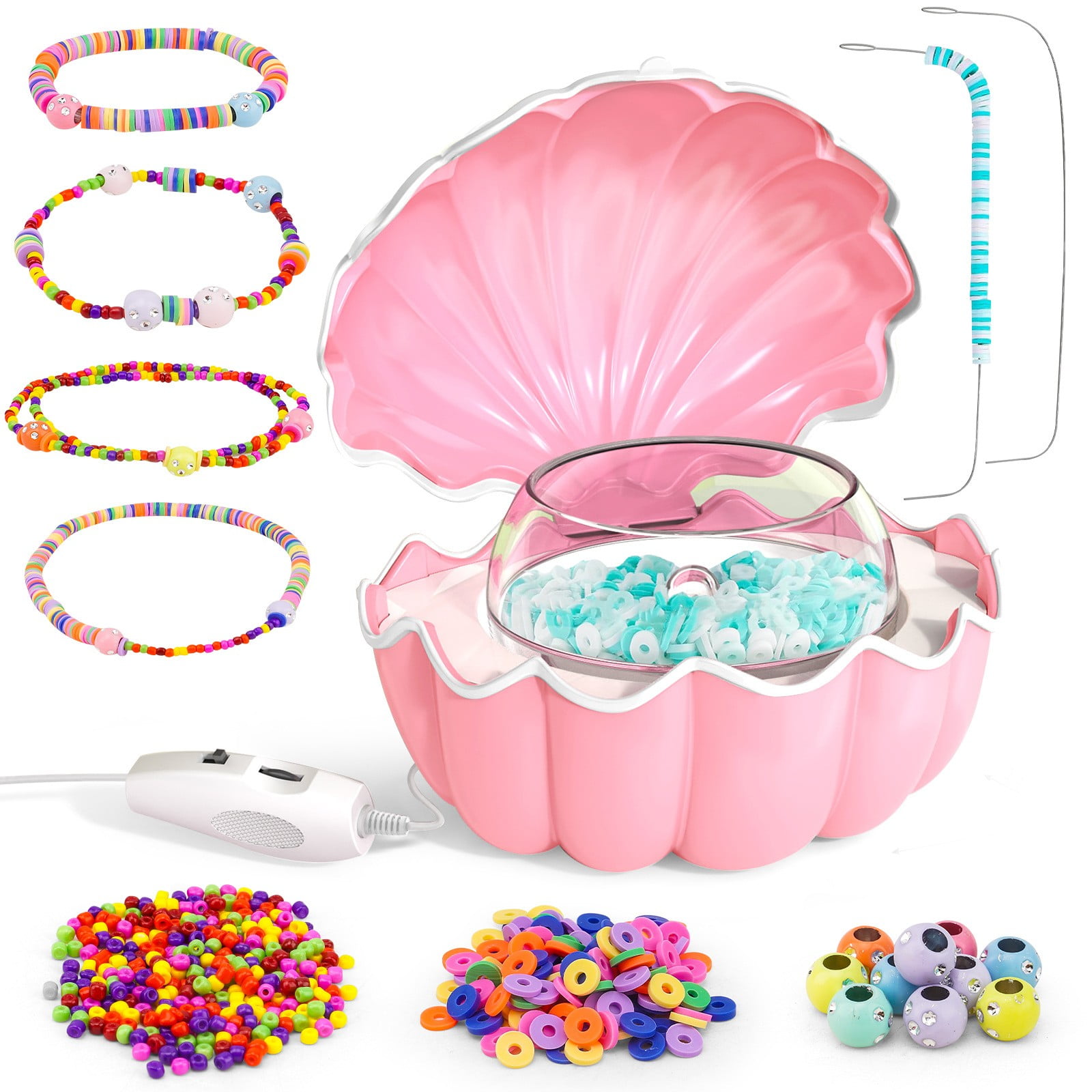Girl's DIY Beaded Bracelet Kit Machine For Pretend Play Handmade Jewelry Making Set Educational Toy For Creativity Funny Craft Activity For Girls Arts And Crafts for Kids Ages 8-12 Girls Birthday Arts