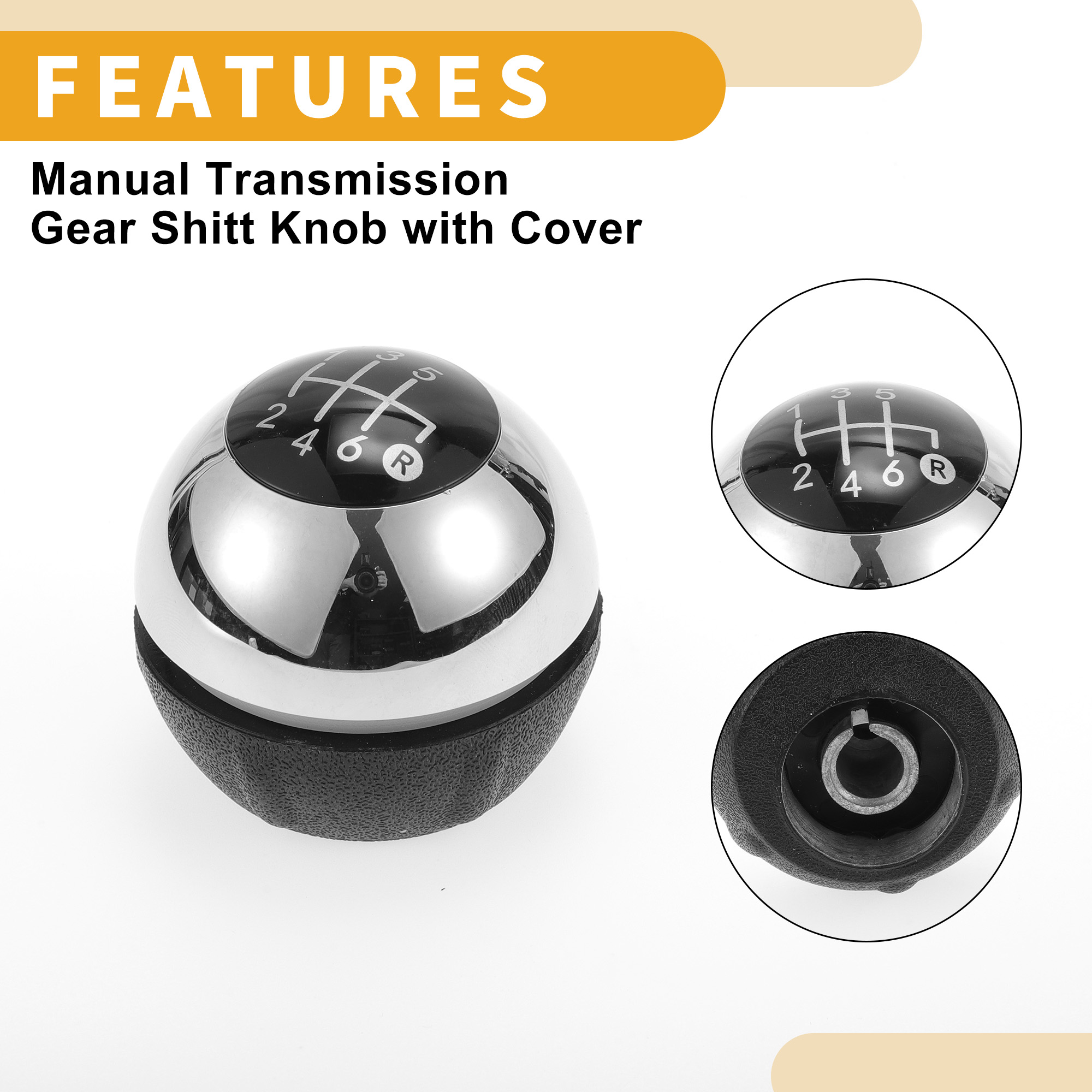 Unique Bargains 6 Speed Manual Gear Shift Knob W/ Cover - Stick Shifter Knob - for Fiat 500 2007-2014 Faux Leather 1 Pc