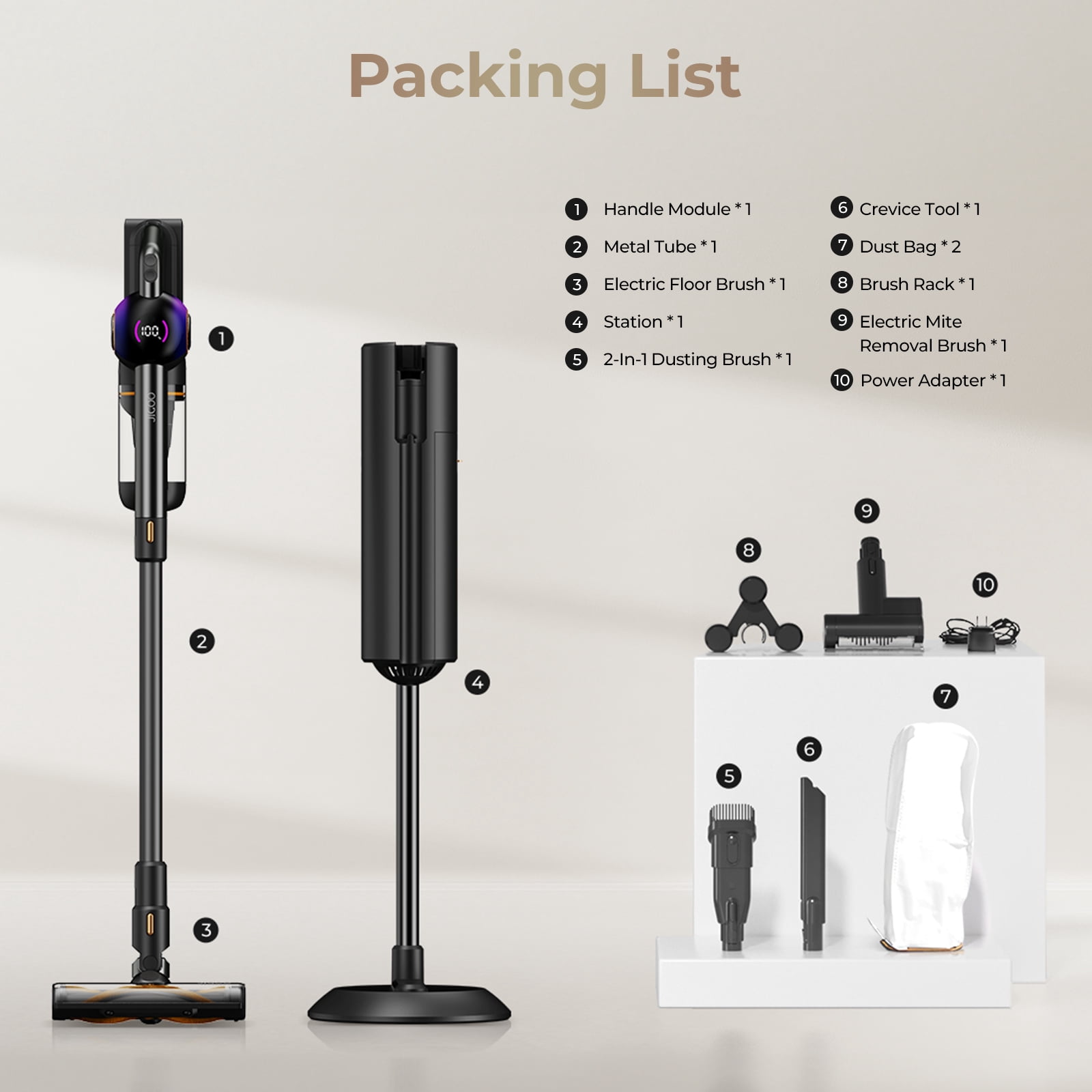 JIGOO V700 Station Cordless Stick Vacuum Cleaner with HEPA Auto-Empty System,33KPa, 55min Runtime, Anti-Tangle, Lightweight Upright Vacuum with LED Illumination for Home Hard Floor, Carpet & Pet Hair
