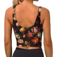thumbnail image 3 of Haiem Colorful Tulips Pattern Womens Sports Bra - U Neck Padded Low Impact Yoga Bra Workout Crop Top Gym Moisture-Wicking Workout Vest -Medium, 3 of 9