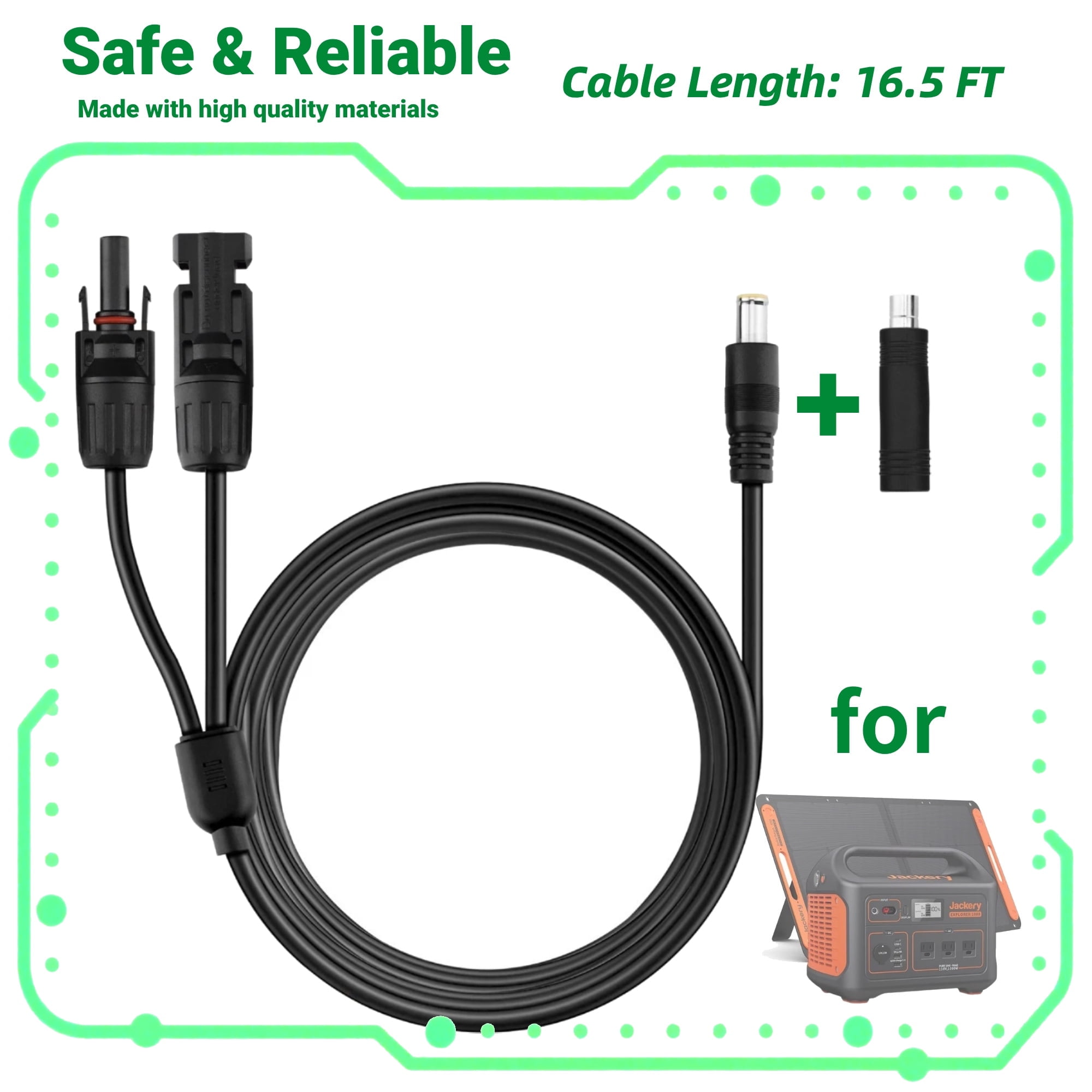 FITE ON Solar Panel Adapter Compatible with Jackery - MC4 to DC